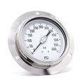 Pro 4in Dial, 0/600 PSI, 1/4in NPT, Back Connection, Front Flange, Panel Mnt Dry/Fillable Pressure Gauge PRO-314D-404K